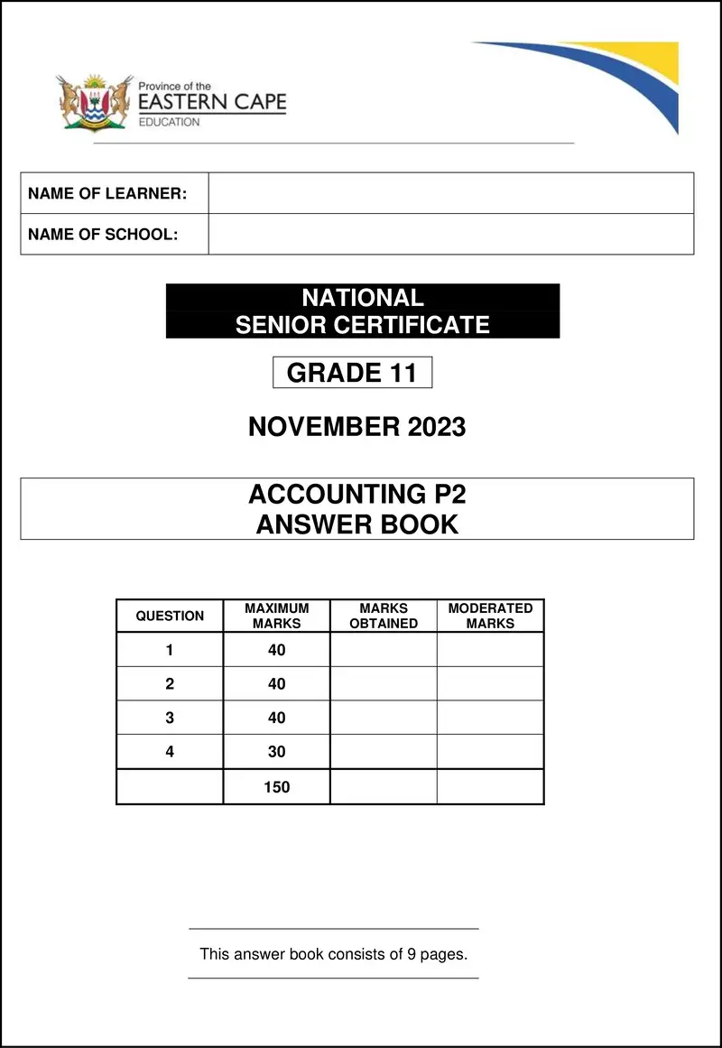 Accounting P2 Gr11 Answerbook Nov2023 Eng