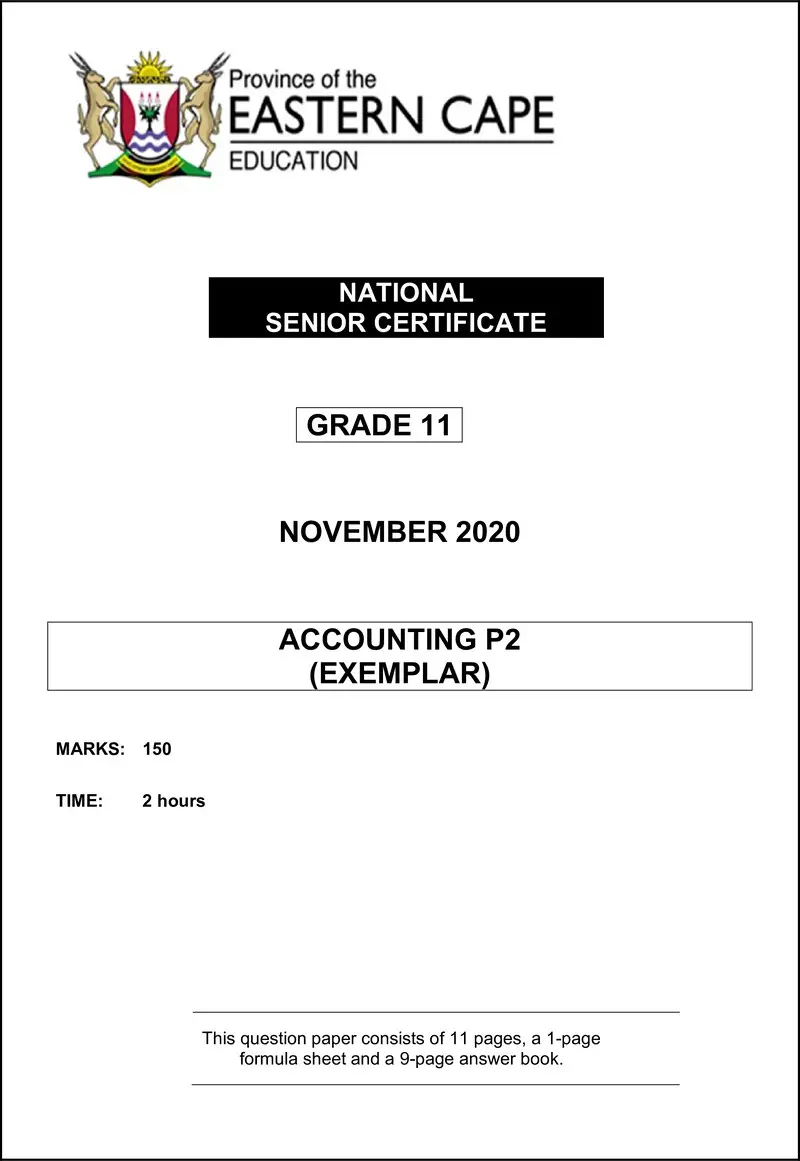 Grade 11 Accounting past paper 2020 – accounting p2 gr11 qp nov2020 eng