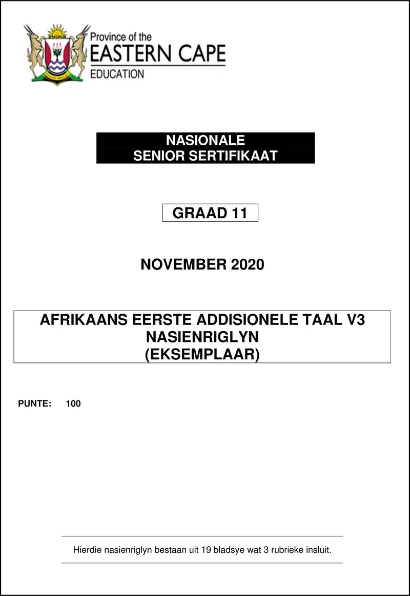 Afr Fal P3 Memo Gr11 November 2020