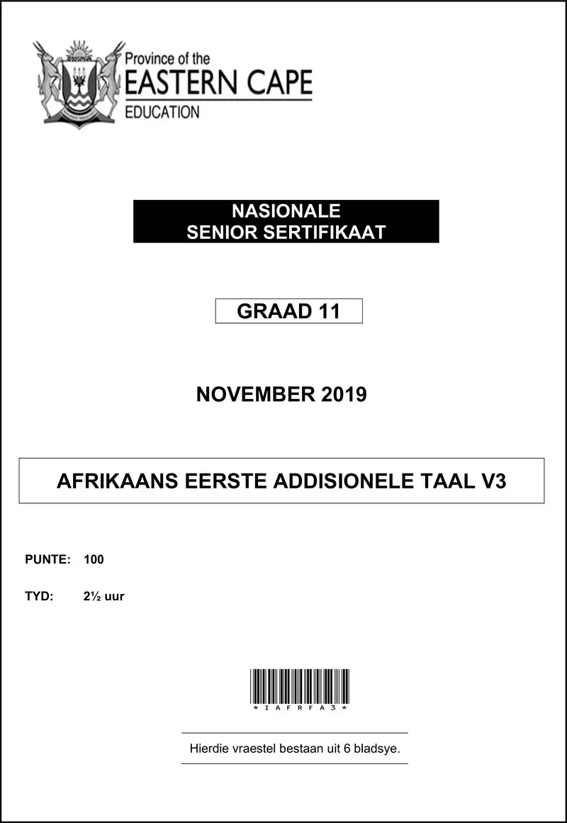 Afr Fal P3 QP Gr11 November 2019 D