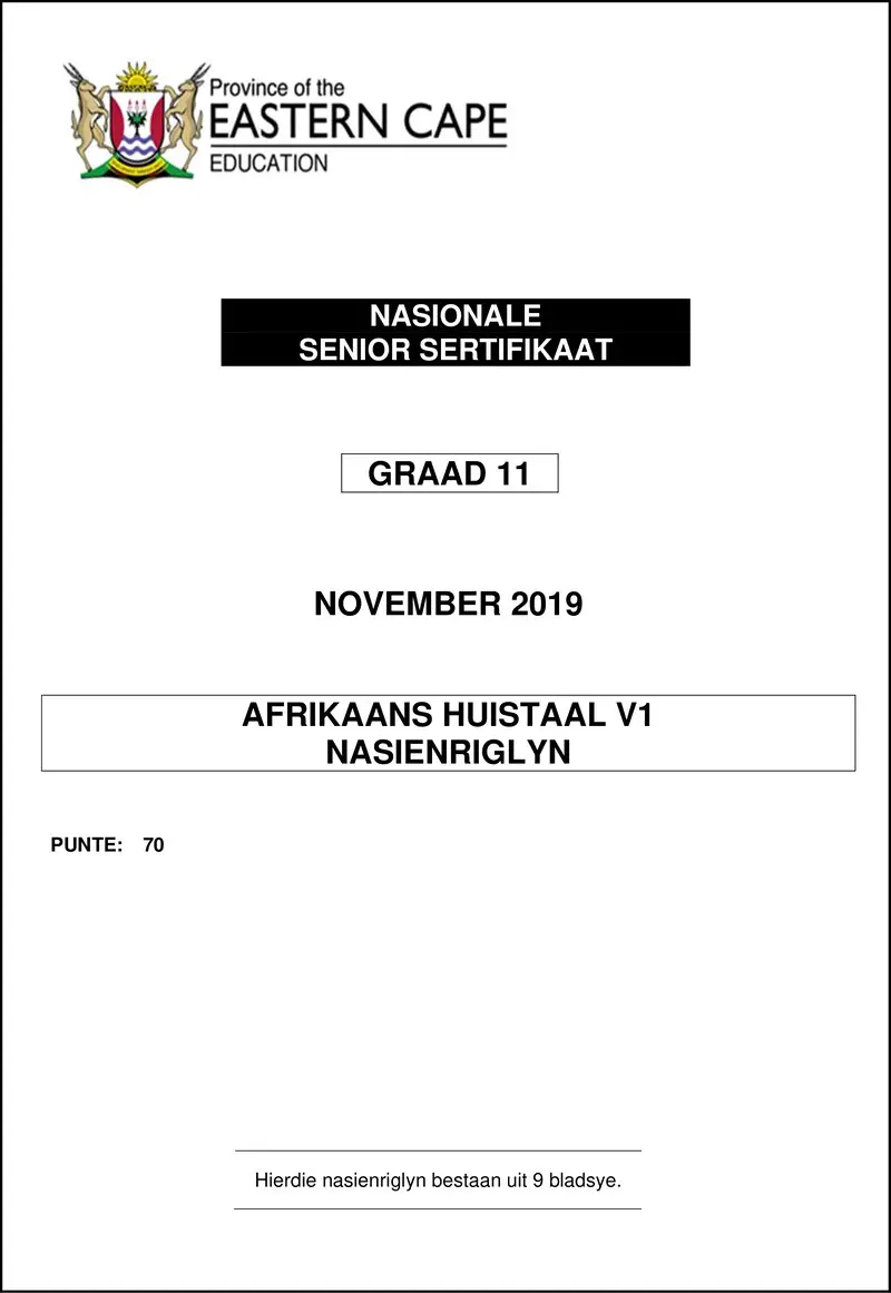 Afr Hl P1 Memo Nov 2019