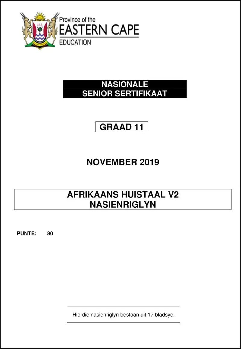 Afr Hl P2 Gr11 Memo Nov 2019