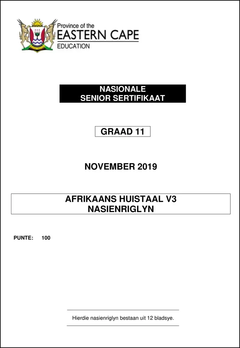Afr Hl P3 Gr11 Memo Nov 2019