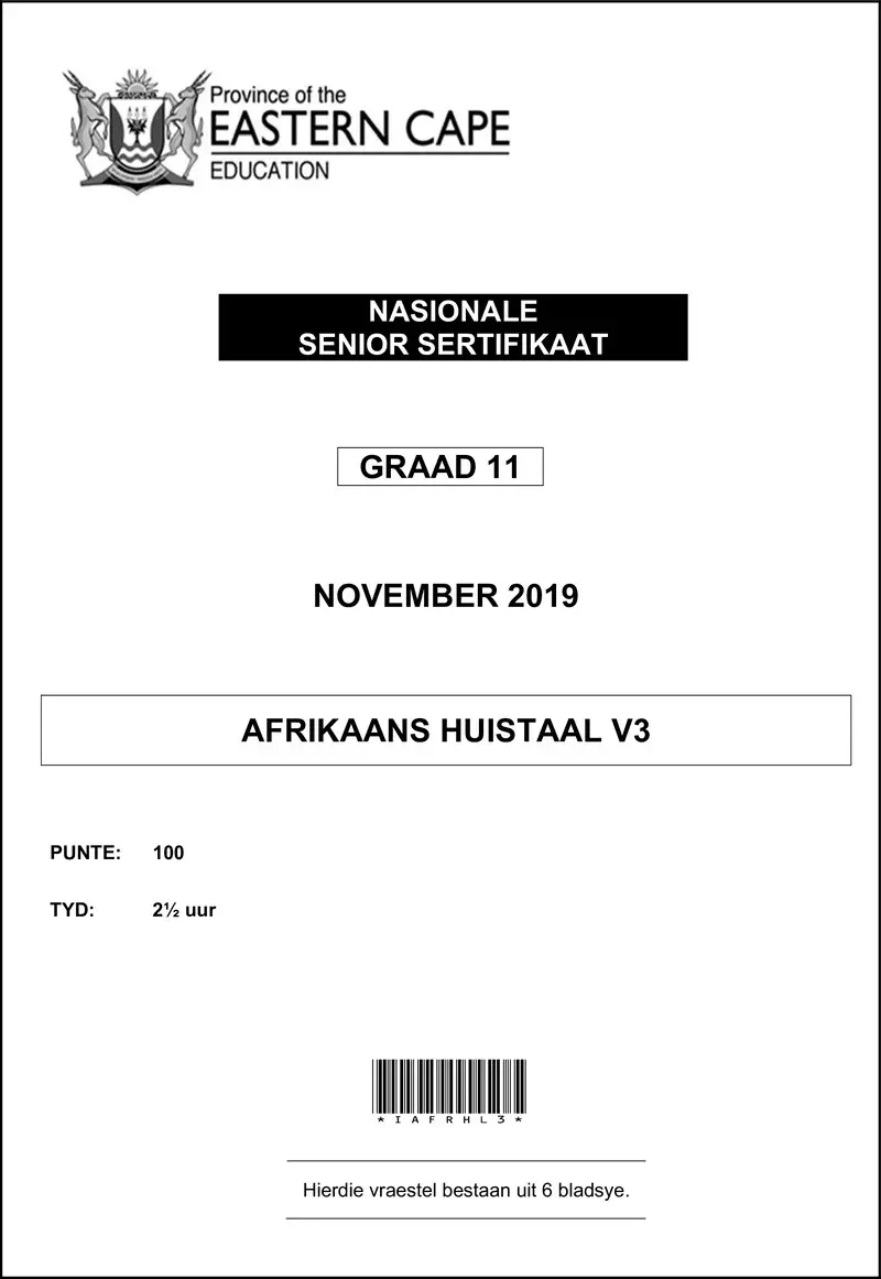 Afr Hl P3 Gr11 QP Nov 2019 D