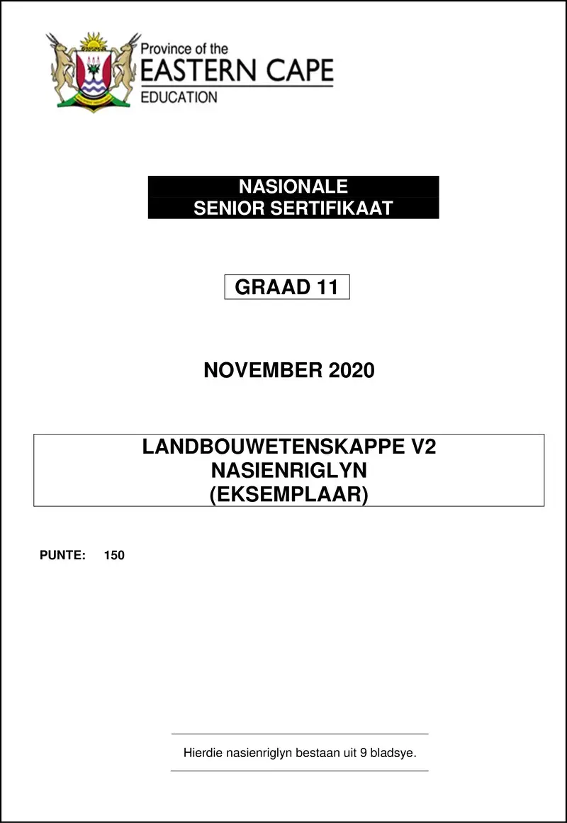 Agric Sc P2 Memo Gr11 Nov 2020 Afr