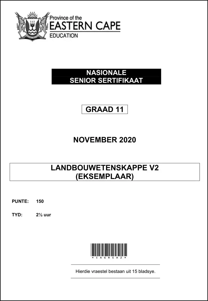 Agric Sc P2 QP Gr11 Nov2020 Afr D