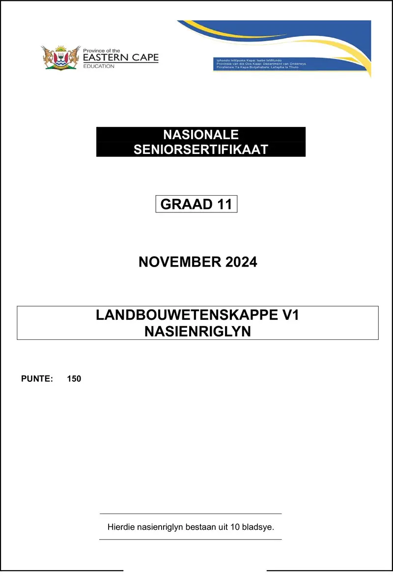 Agric Sciences P1 Memo Gr11 Nov 2024 Afr