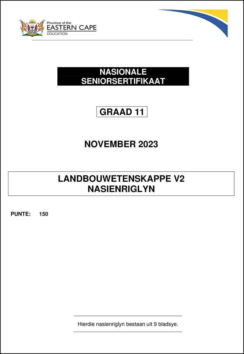 Agric Sciences P2 Gr11 Memo Nov2023 Afr