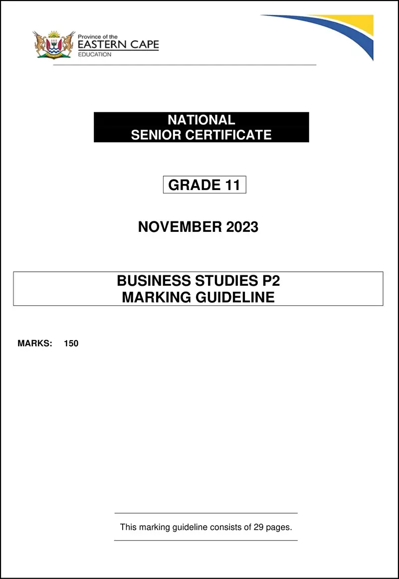 Bus Studies P2 Gr11 Memo Nov 2023 Eng