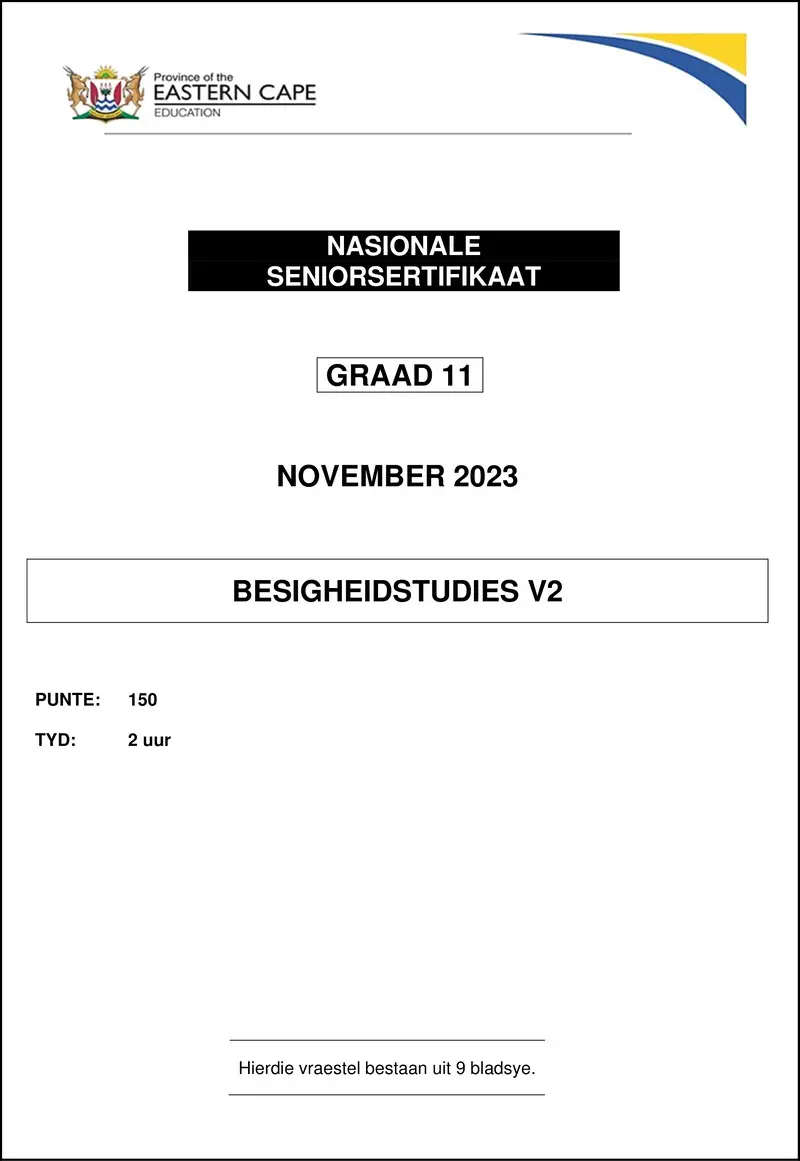 Bus Studies P2 Gr11 QP Nov 2023 Afr