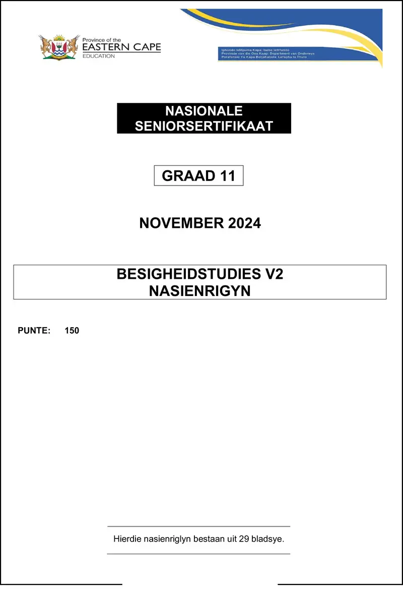 Business Studies Grade 11 P2 Mg Afr