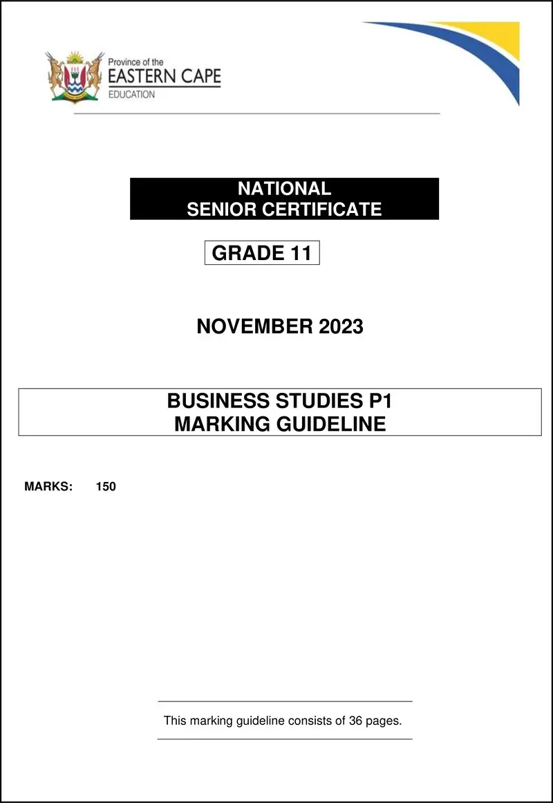 Business Studies P1 Gr11 Memo Nov2023 Eng