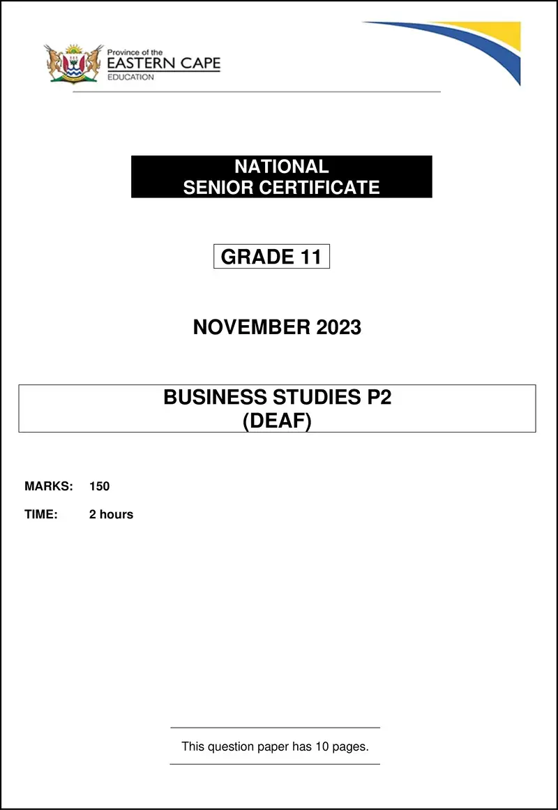 Business Studies P2 Gr11 QP Nov 2023 Deaf