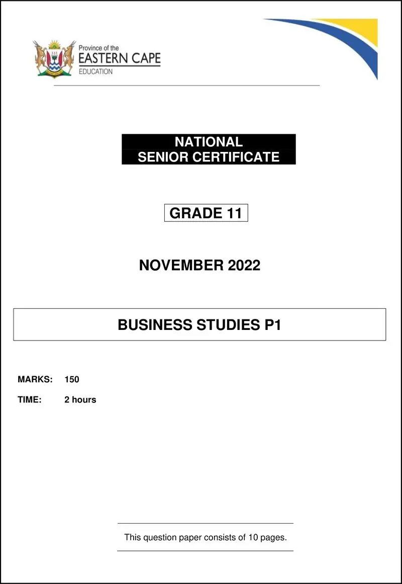 Business Studies QP Gr11 Nov2022 Eng