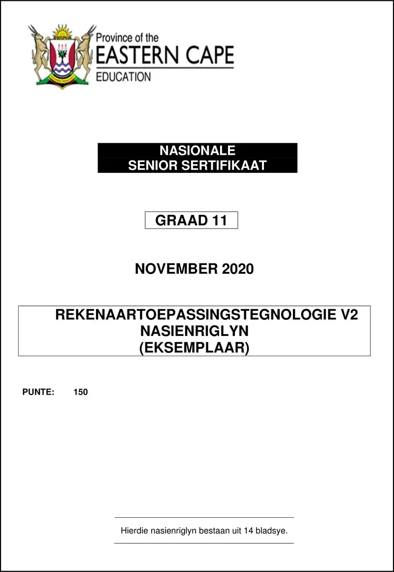 Cat P2 Gr11 Memo November 2020 Afr