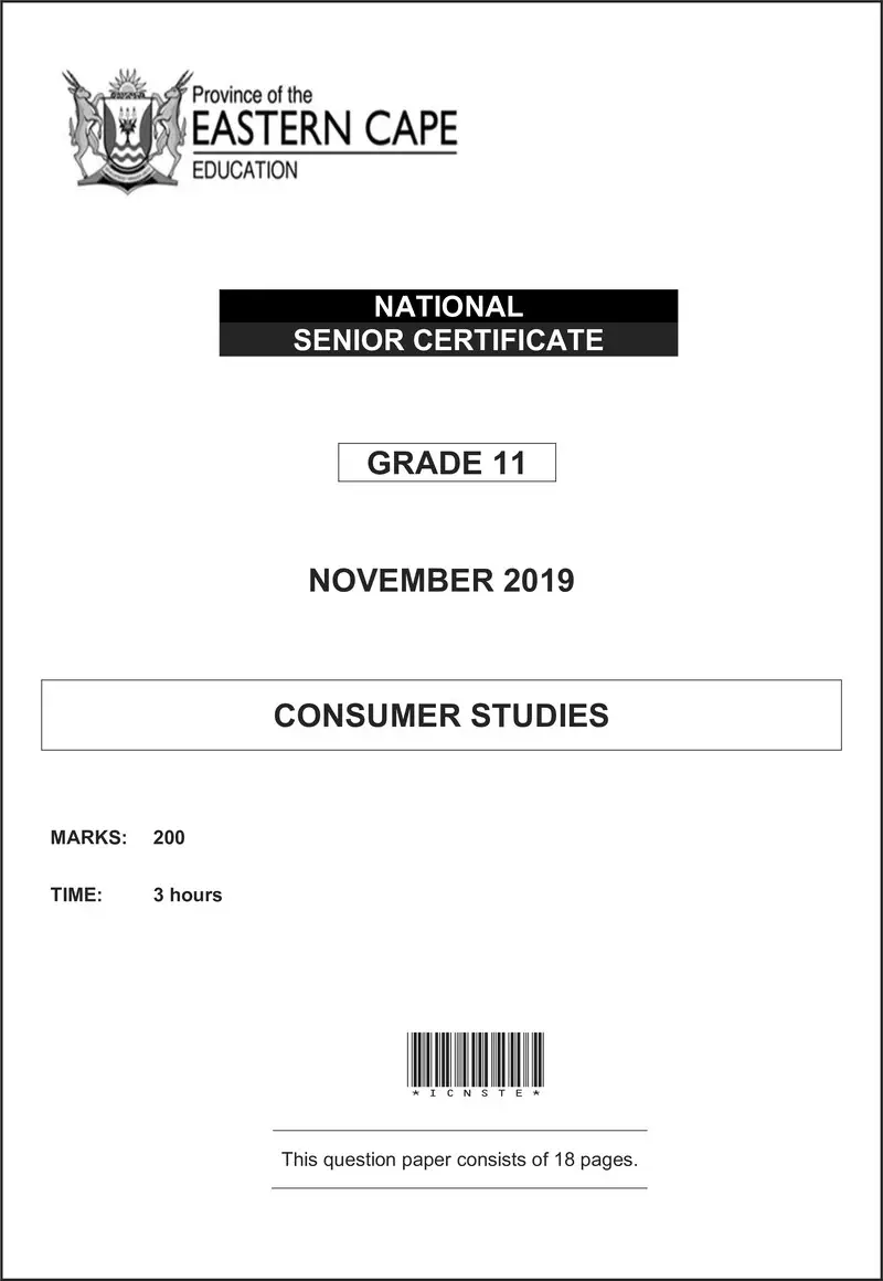 Grade 11 Consumer Studies past paper 2019 – cons studies qp gr11 nov 2019 eng d