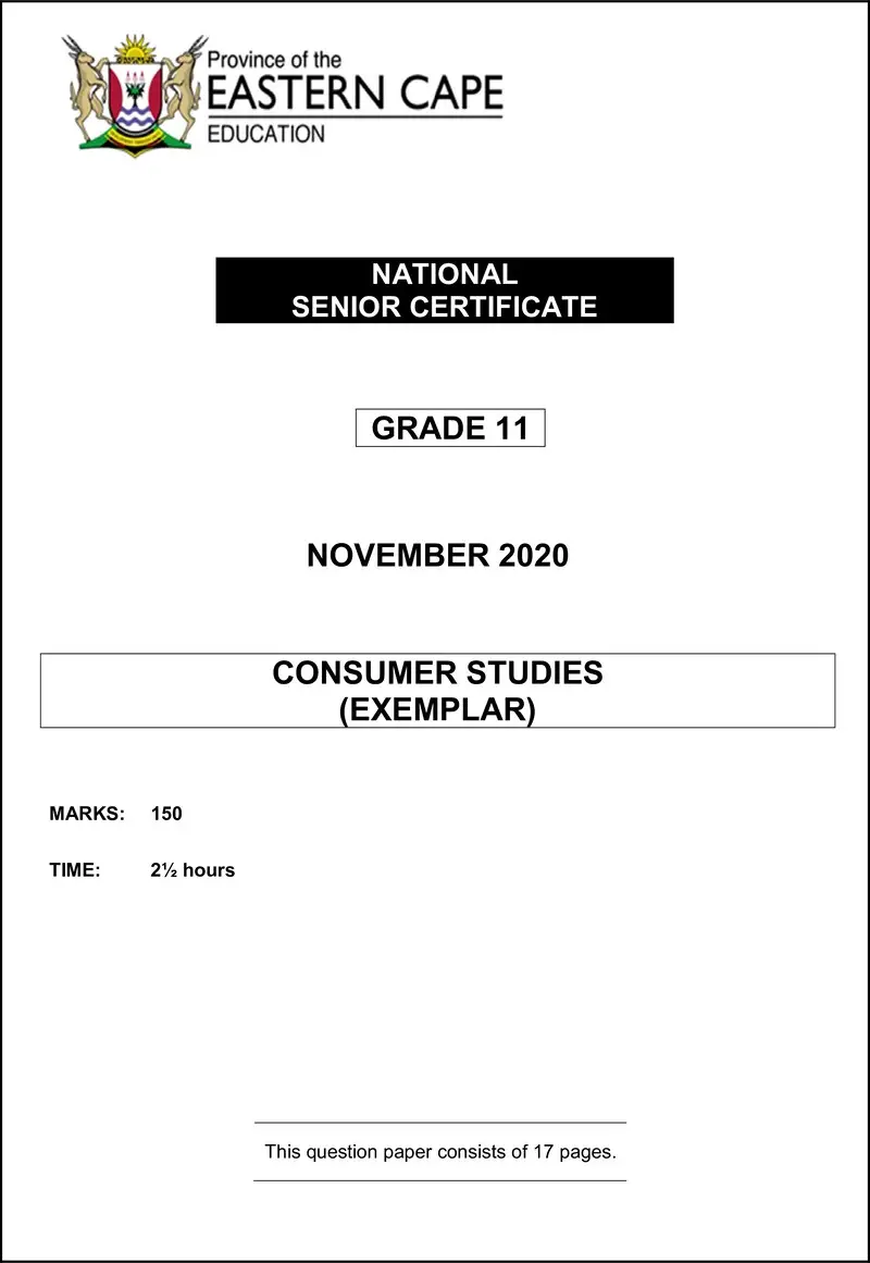 Grade 11 Consumer Studies past paper 2020 – consumer studies gr11 qp gr11 nov2020 eng