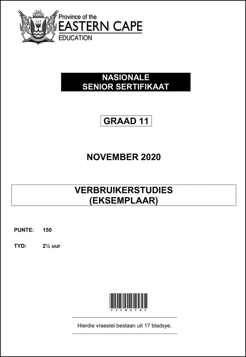 Consumer Studies Gr11 QP Memo Nov2020 Afr D