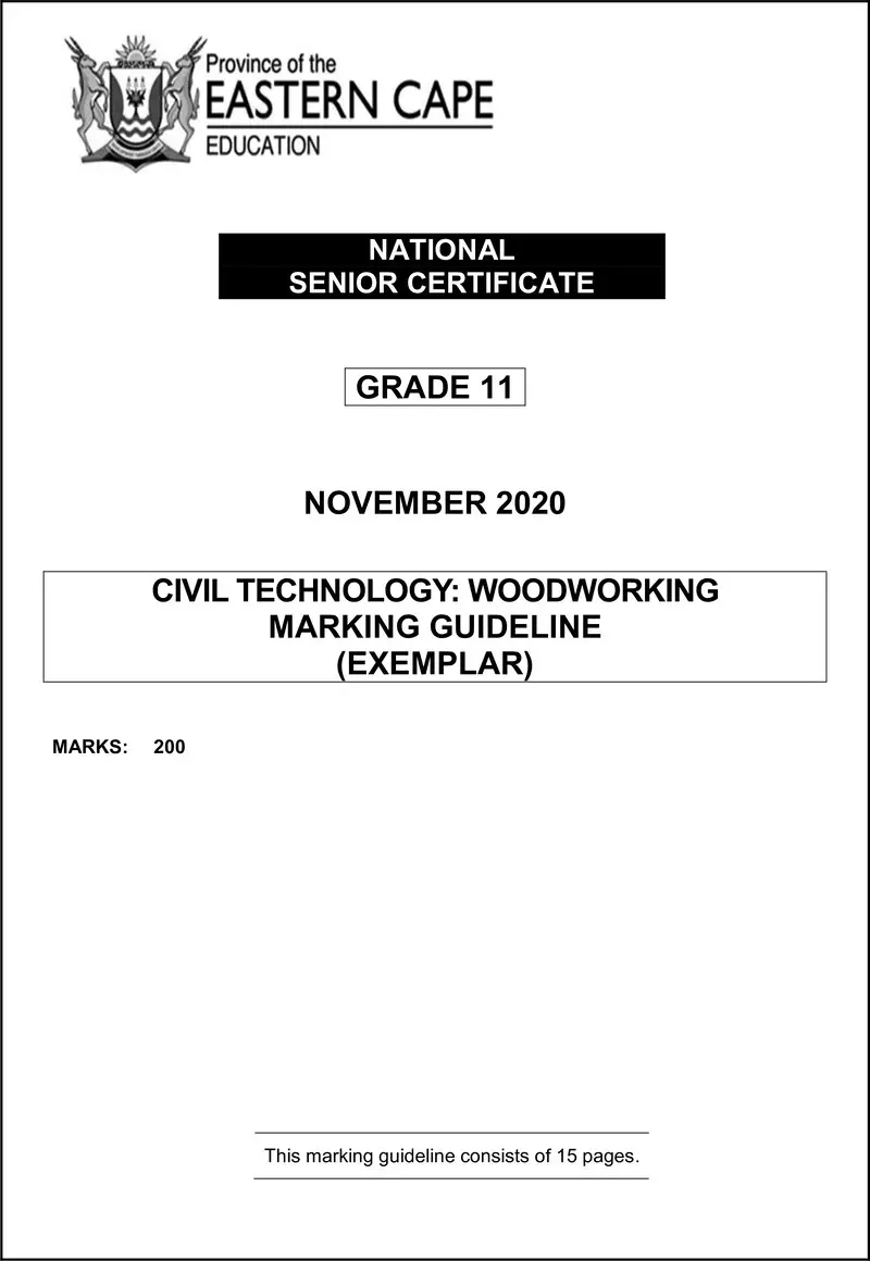 Grade 11 Civil Technology past paper 2020 – cvlt gr11 memo nov2020 eng d