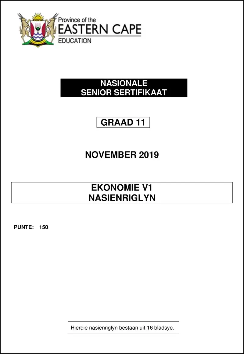 Econ P1 Gr11 Memo Nov2019 Afr