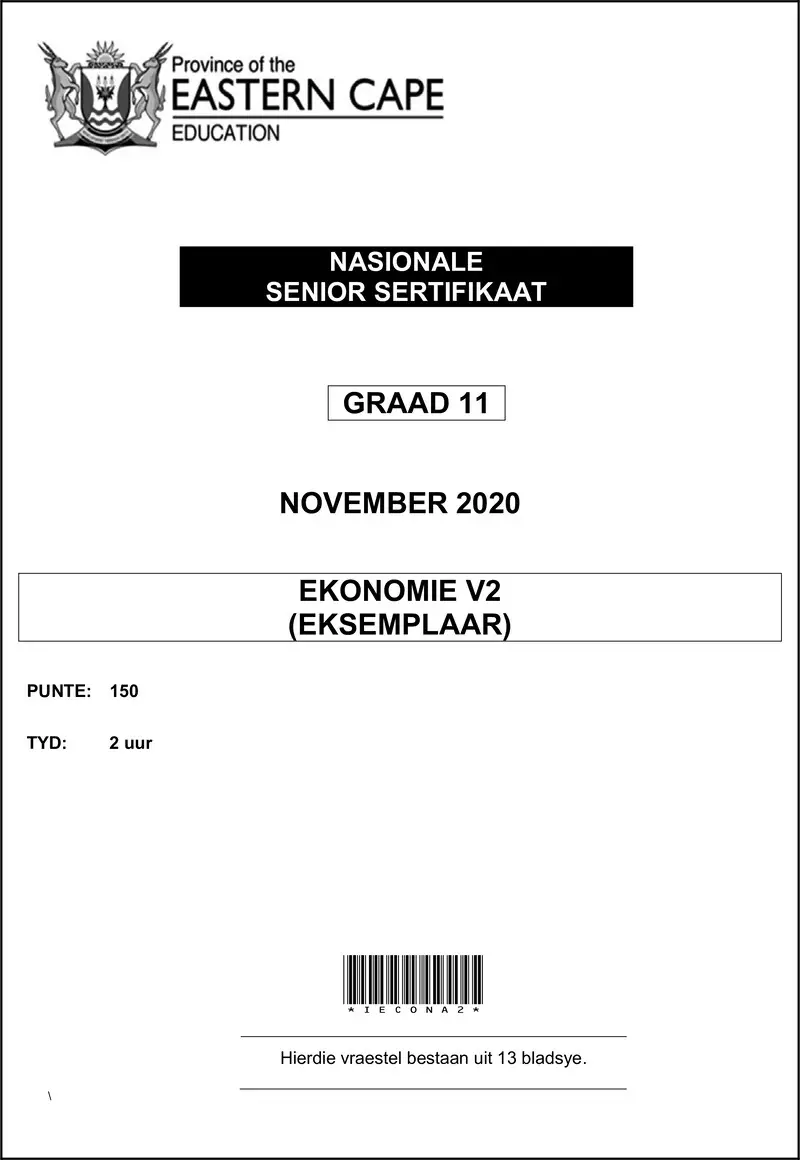 Economic P2 Gr11 QP Memo Nov2020 Afr D