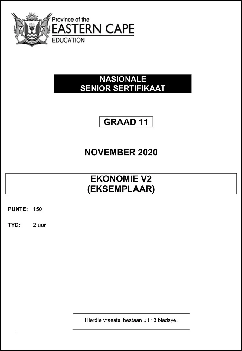 Grade 11 Ekonomie past paper 2020 – economic p2 gr11 qp nov2020 afr d