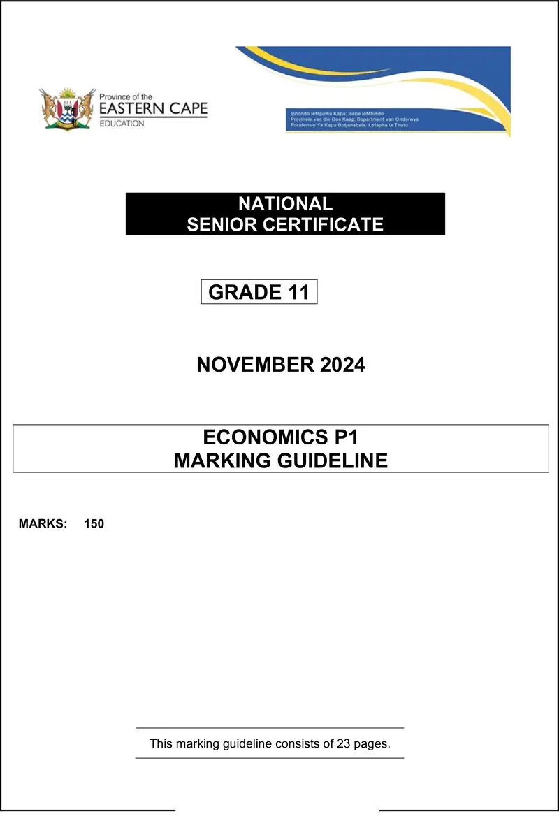 Economics P1 Gr11 Memo Nov 2024 Eng