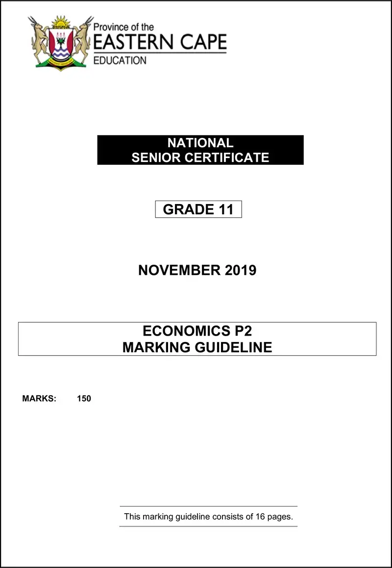 Economics P2 Gr11 Memo Nov2019 Eng
