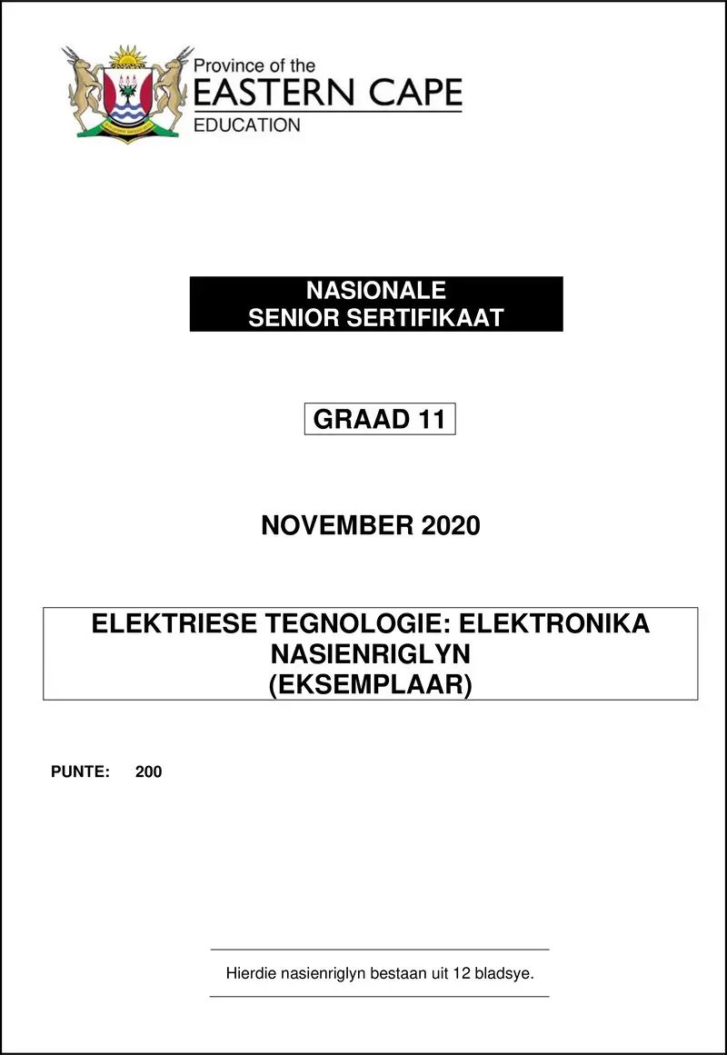 Elec Tech Gr11 Memo Nov2020 Electronics Afr