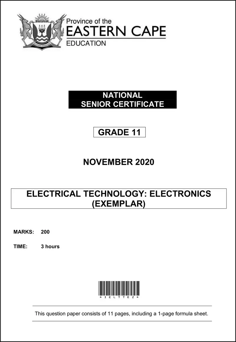 Elec Tech Gr11 QP Memo Nov2020 Electronics Eng D
