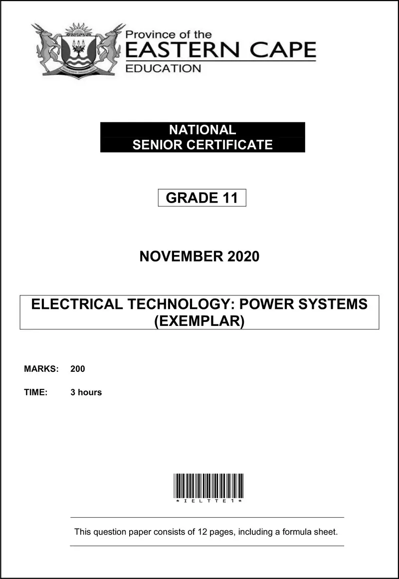 Elec Tech Gr11 QP Memo Nov2020 Power Eng D