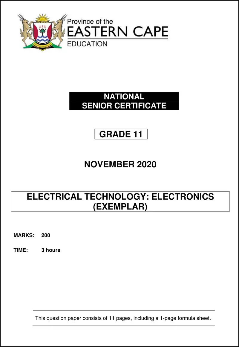 Elec Tech Gr11 QP Nov2020 Electronics Eng