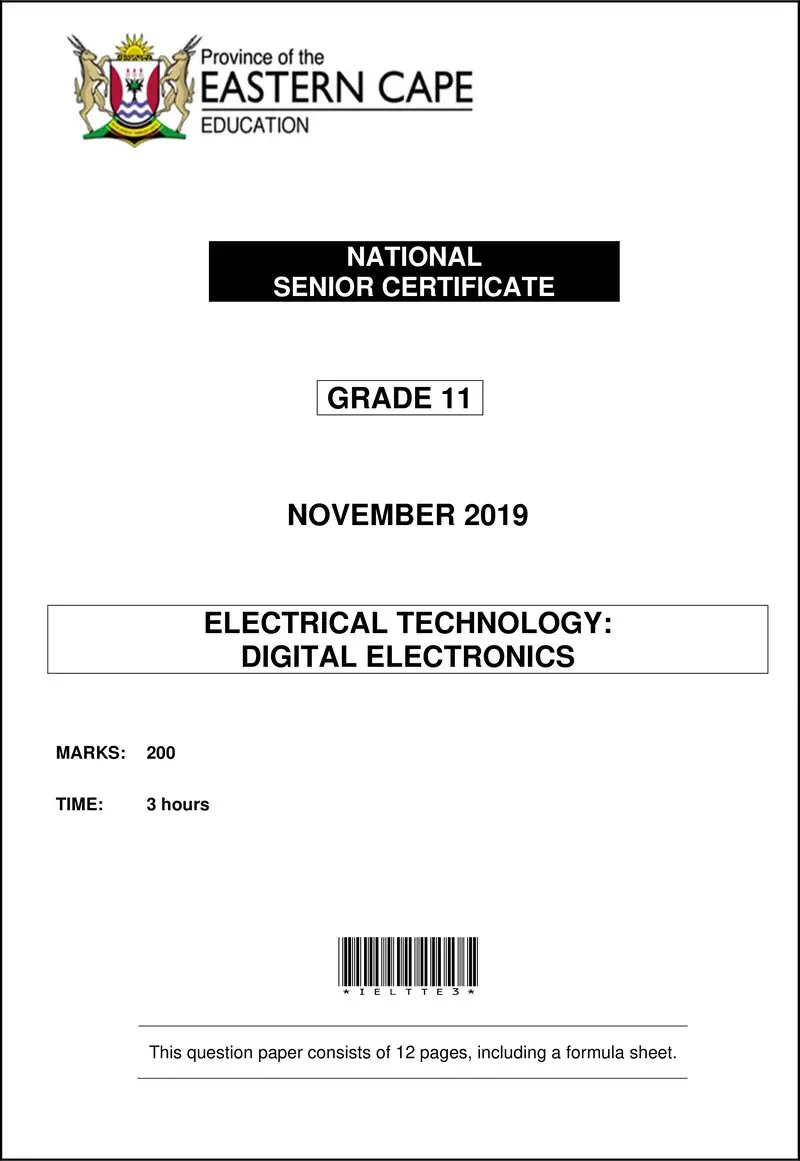 Grade 11 Electrical Technology past paper 2019 – electrical tech qp gr11 nov 2019 eng dig