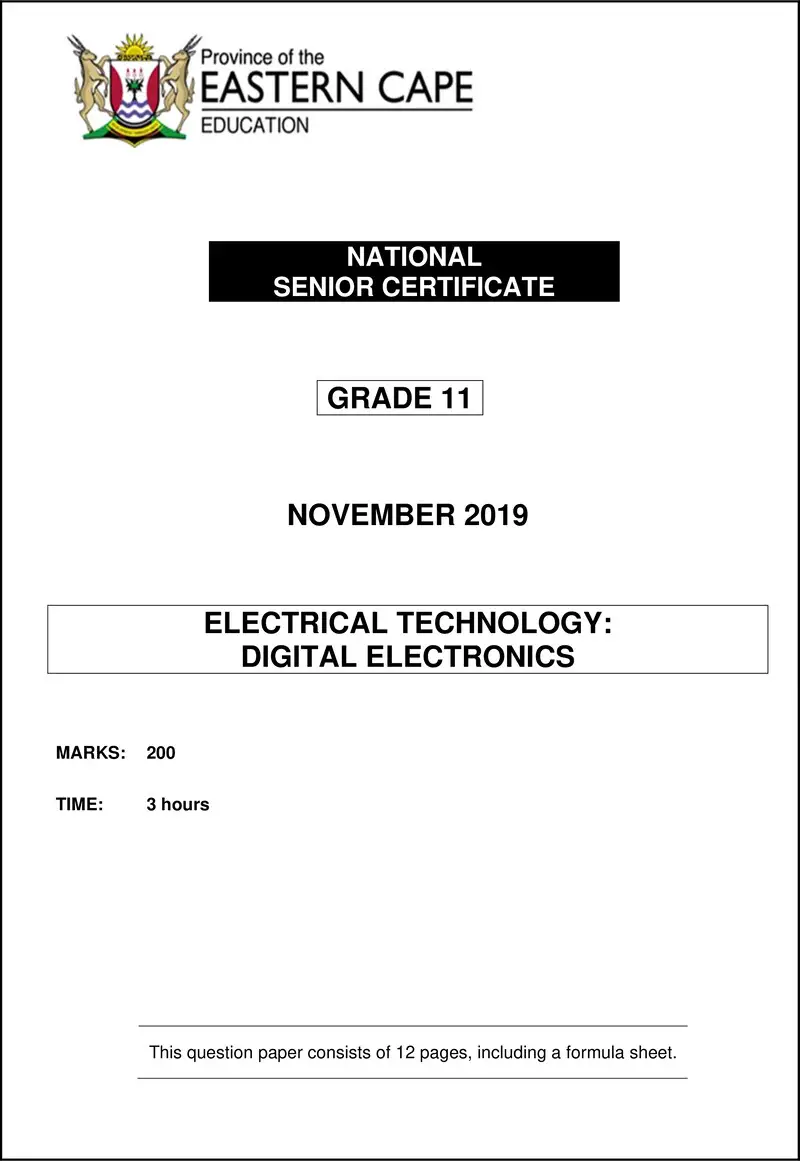 Grade 11 Electrical Technology past paper 2019 – electrical tech qp gr11 nov 2019 eng
