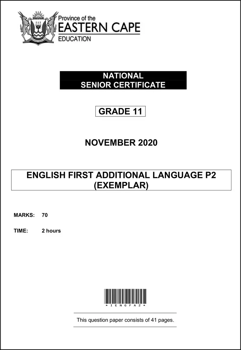Grade 11 English past paper 2020 – eng fal p2 gr11 qp memo nov2020 d