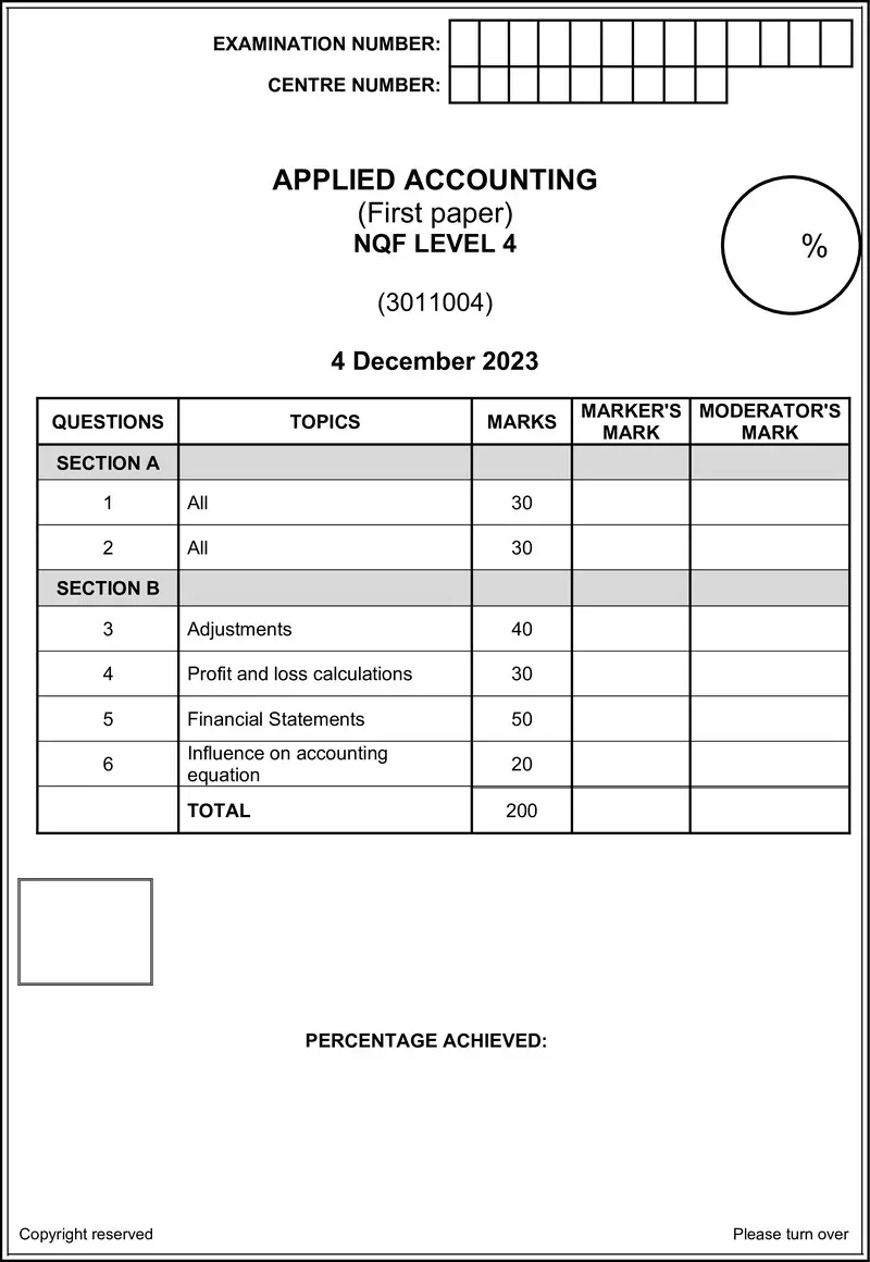 Nc190 Applied Accounting L4 P1 Answer Book Nov 2023 Signed Off
