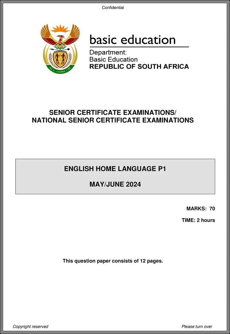 Eng Hl P1 May June 2024