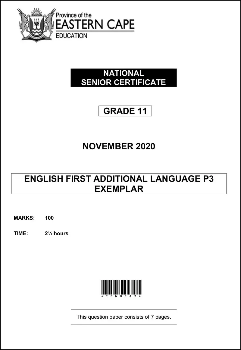 Grade 11 English past paper 2020 – engfal p3 qp memo gr11 nov 2020 d