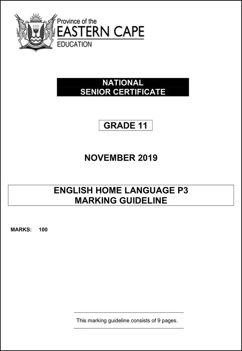 Grade 11 English past paper 2019 – enghl p3 gr11 memo nov 2019 d