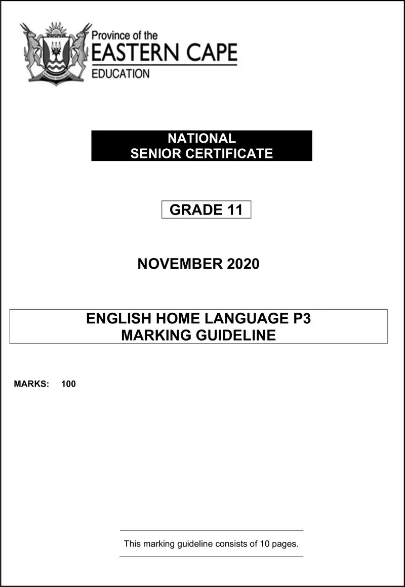 Grade 11 English past paper 2020 – enghl p3 gr11 memo nov 2020 d