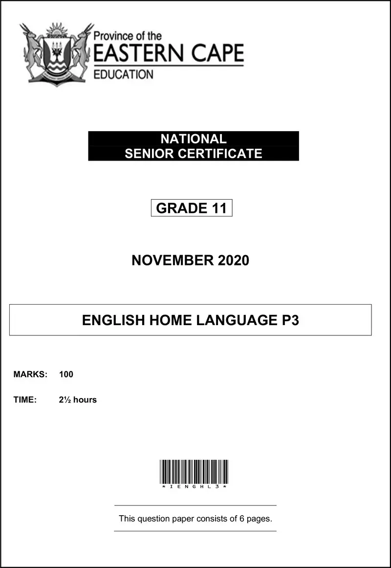Grade 11 English past paper 2020 – enghl p3 gr11 qp memo nov 2020 d