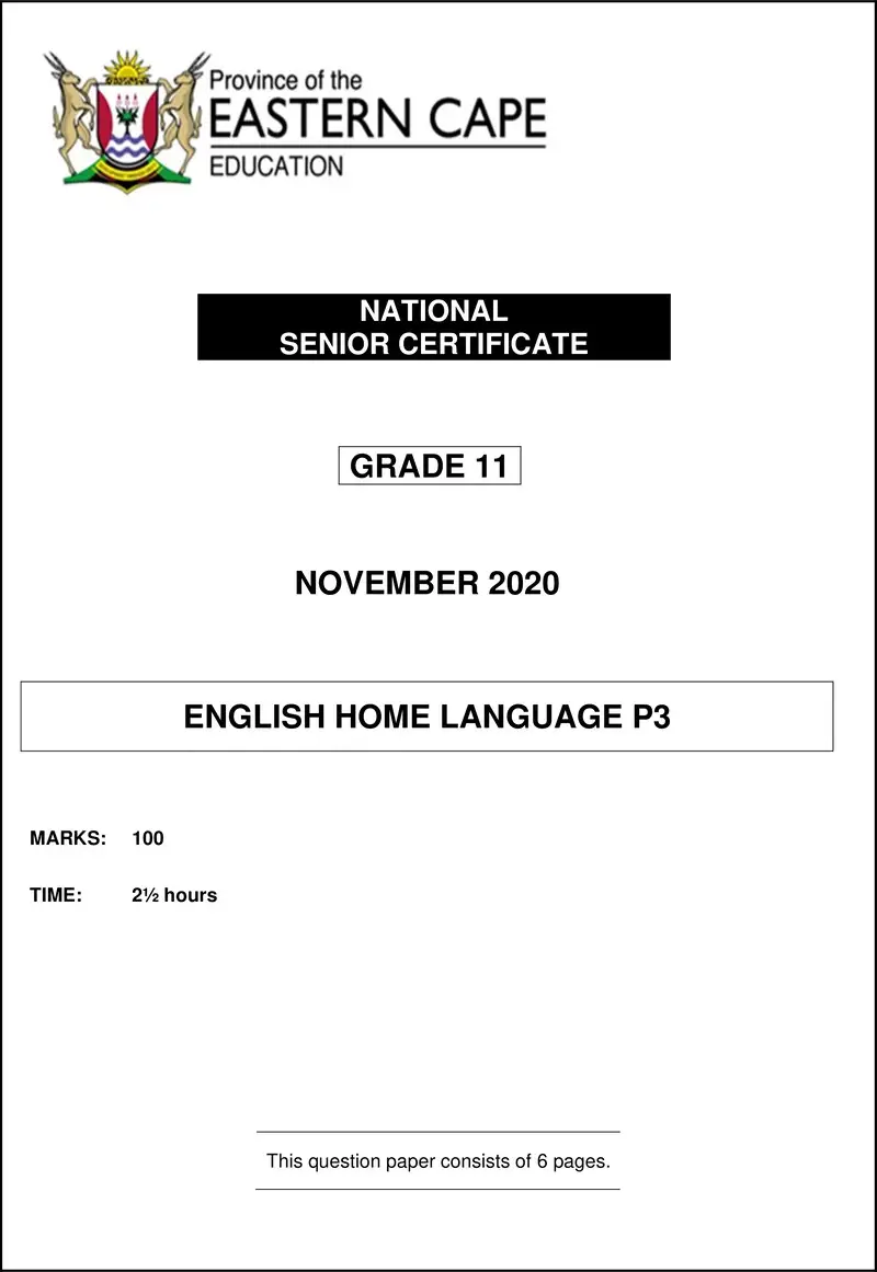 Grade 11 English past paper 2020 – enghl p3 gr11 qp nov 2020