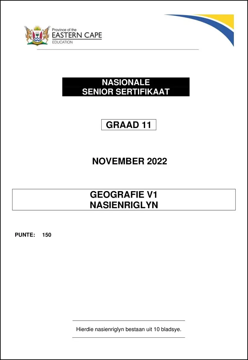 Geography P1 Memo Gr11 Nov 2022 Afr