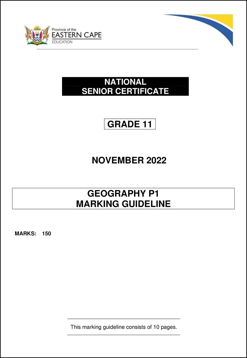 Geography P1 Memo Gr11 Nov 2022 Eng