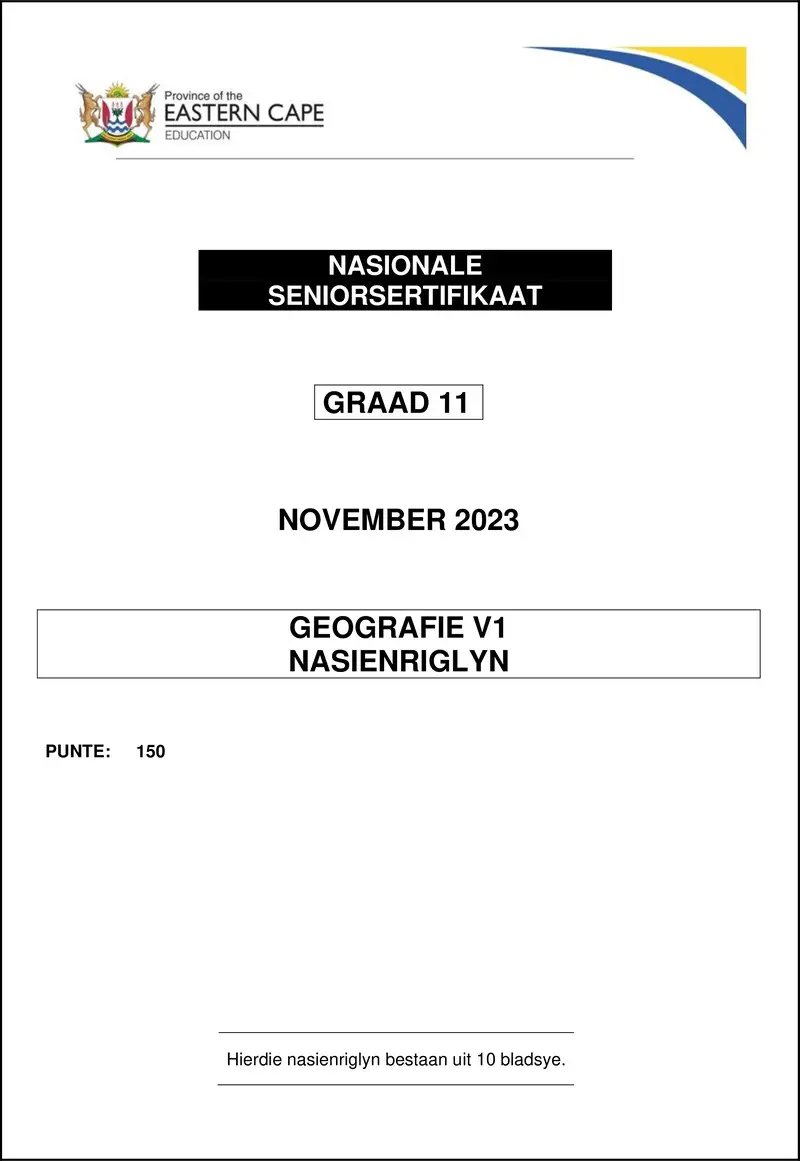 Geography P1 Memo Gr11 Nov 2023 Afr