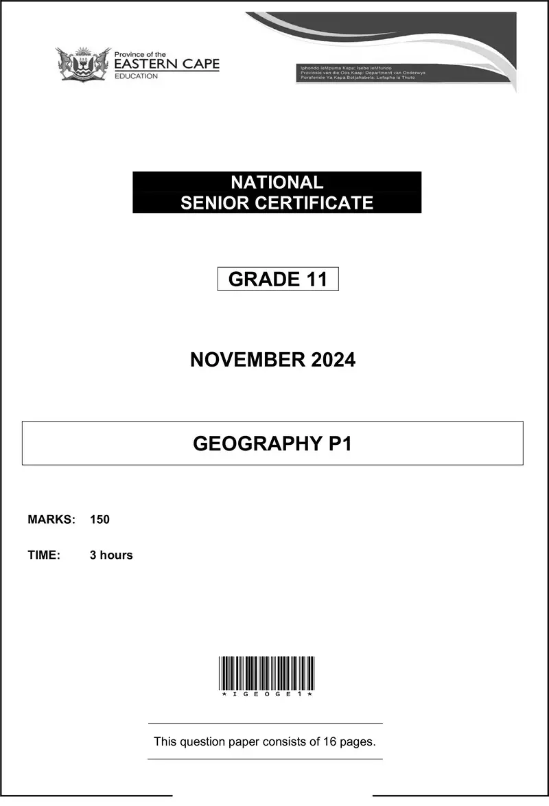 Grade 11 Geography past paper 2024 – geography p1 qp gr11 nov 2024 eng d