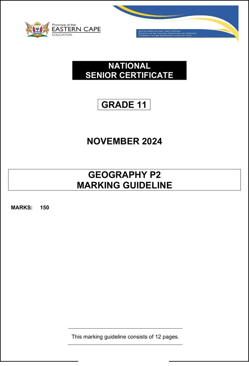 Geography P2 Gr11 Memo Nov2024 Eng