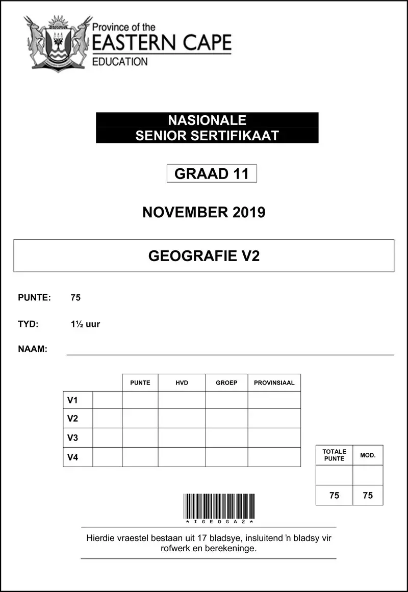 Geography P2 Gr11 QP Nov 2019 Afr D