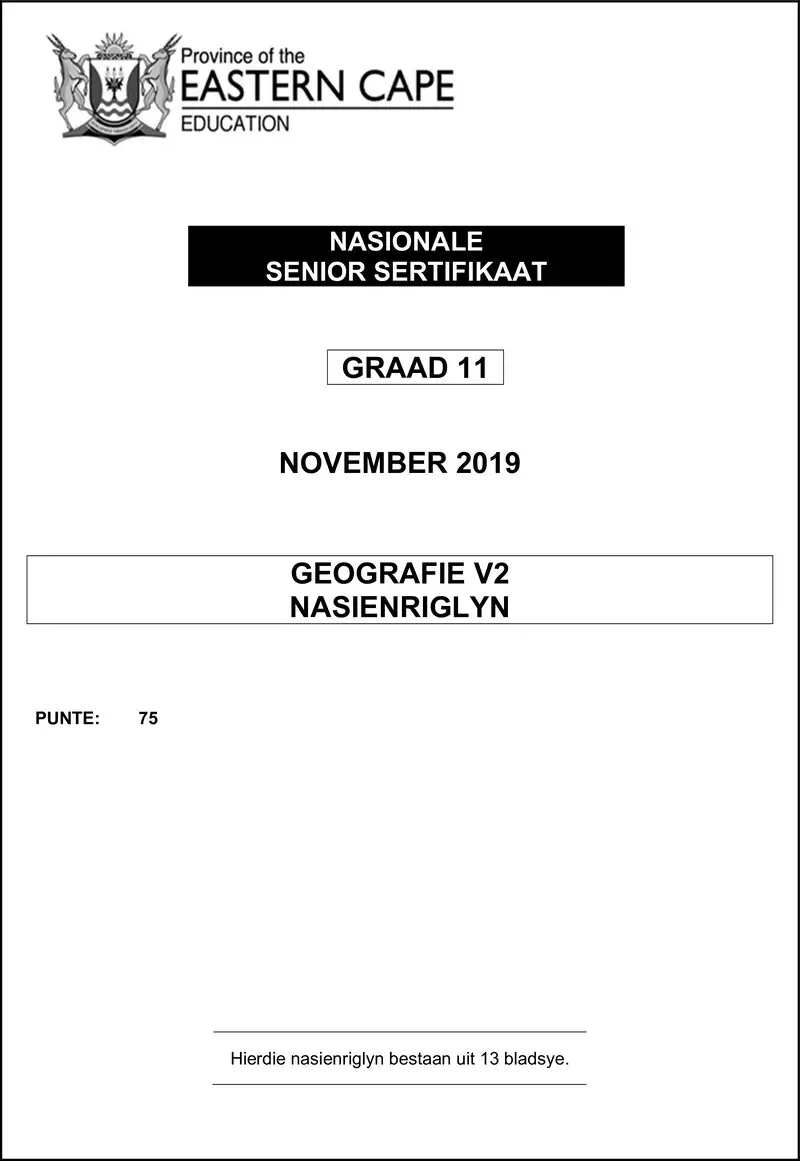 Geography P2 Memo Gr11 Nov 2019 Afr D