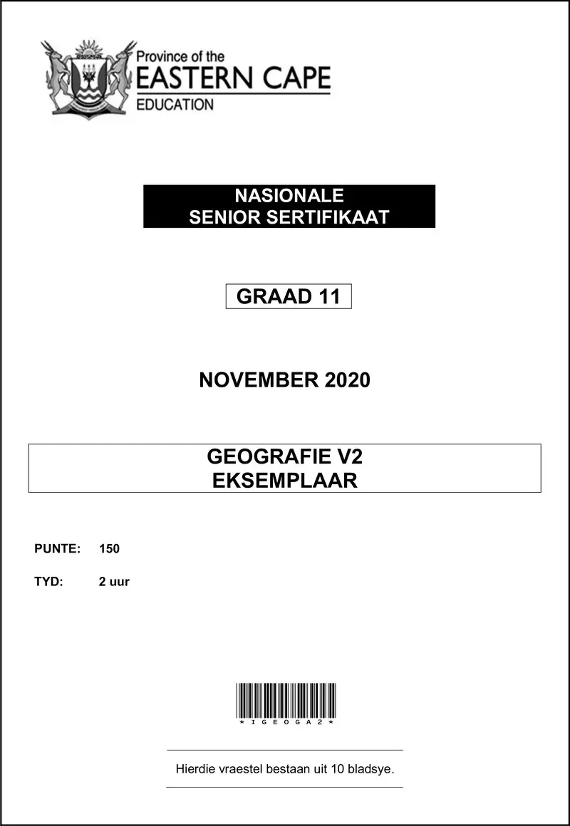 Geography P2 QP Gr11Nov2020 Afr D